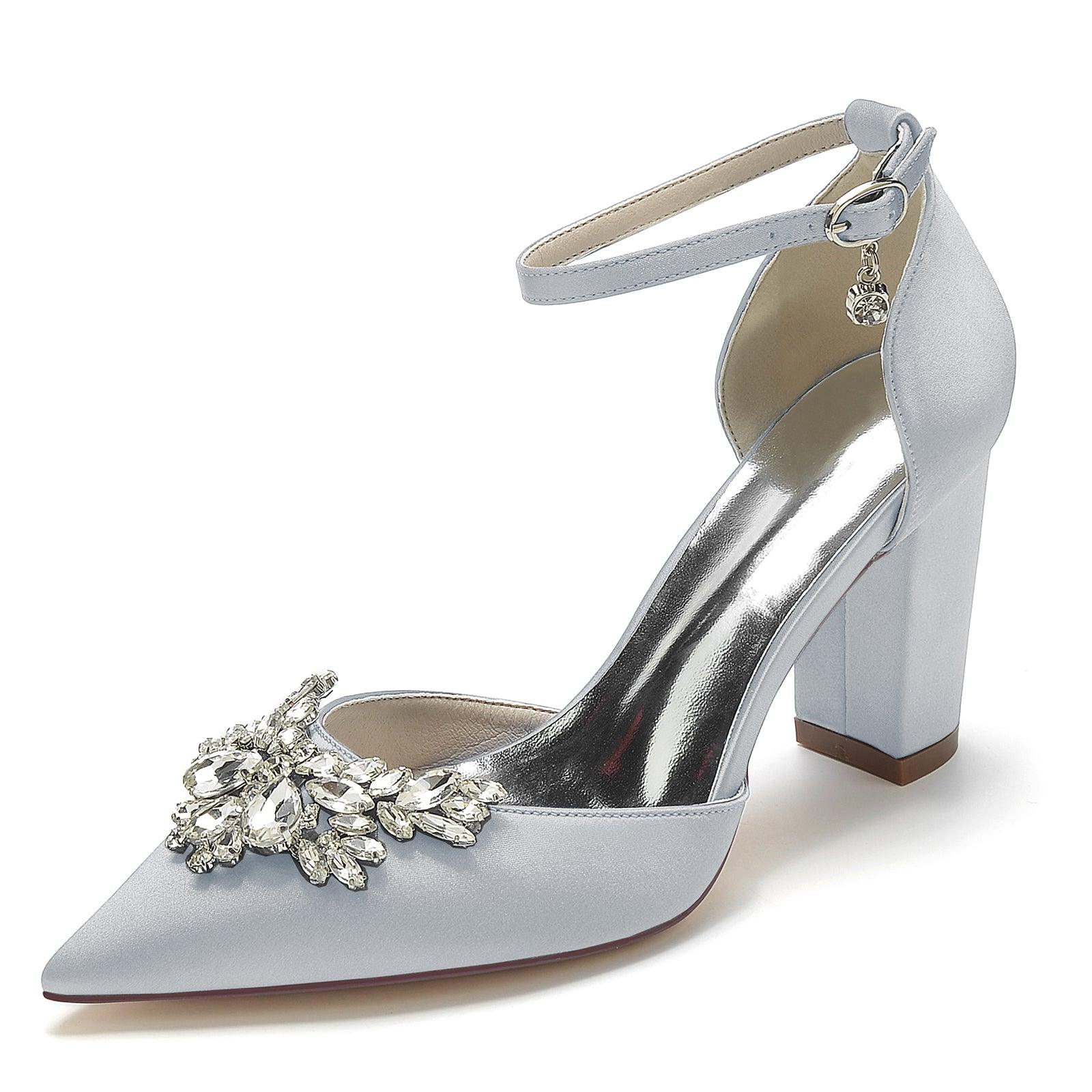 Chunky Heel 8.5cm Silk-Like Shoes CK0398 - COCOMELODY