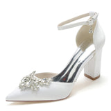 Chunky Heel 8.5cm Silk-Like Shoes CK0398 - COCOMELODY