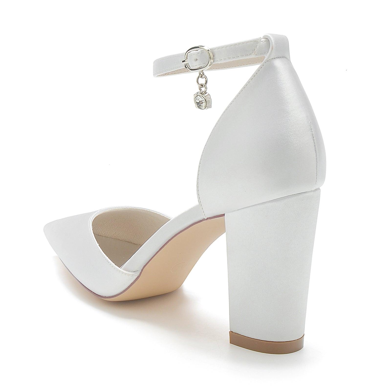 Chunky Heel 8.5cm Silk-Like Shoes CK0401 - COCOMELODY