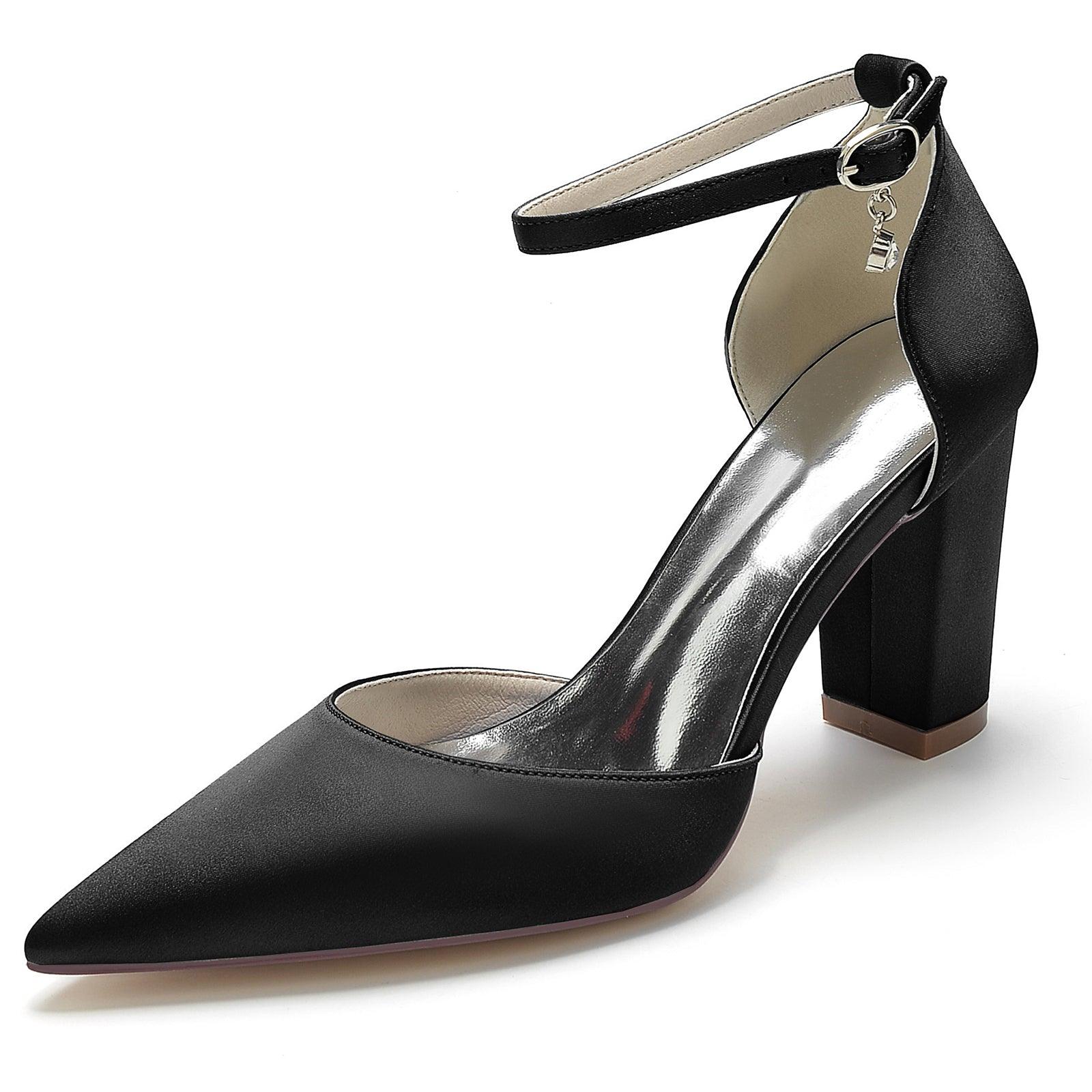 Chunky Heel 8.5cm Silk-Like Shoes CK0401 - COCOMELODY