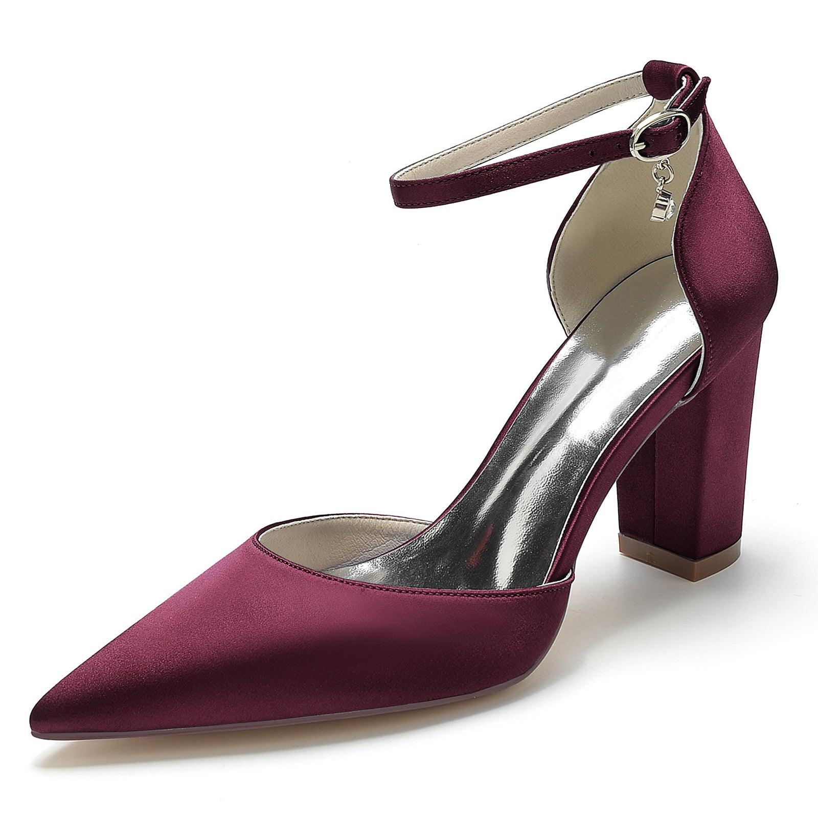 Chunky Heel 8.5cm Silk-Like Shoes CK0401 - COCOMELODY