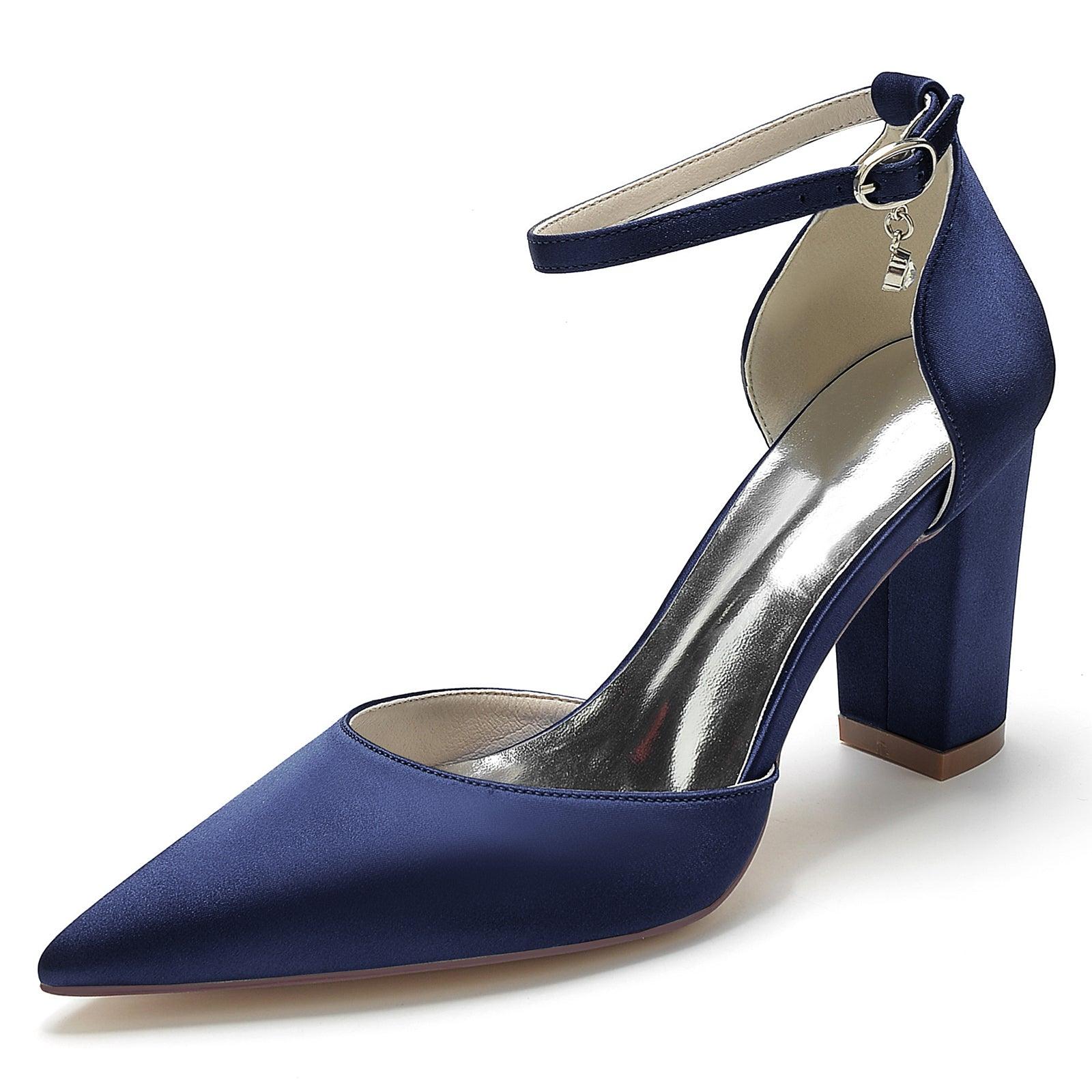Chunky Heel 8.5cm Silk-Like Shoes CK0401 - COCOMELODY