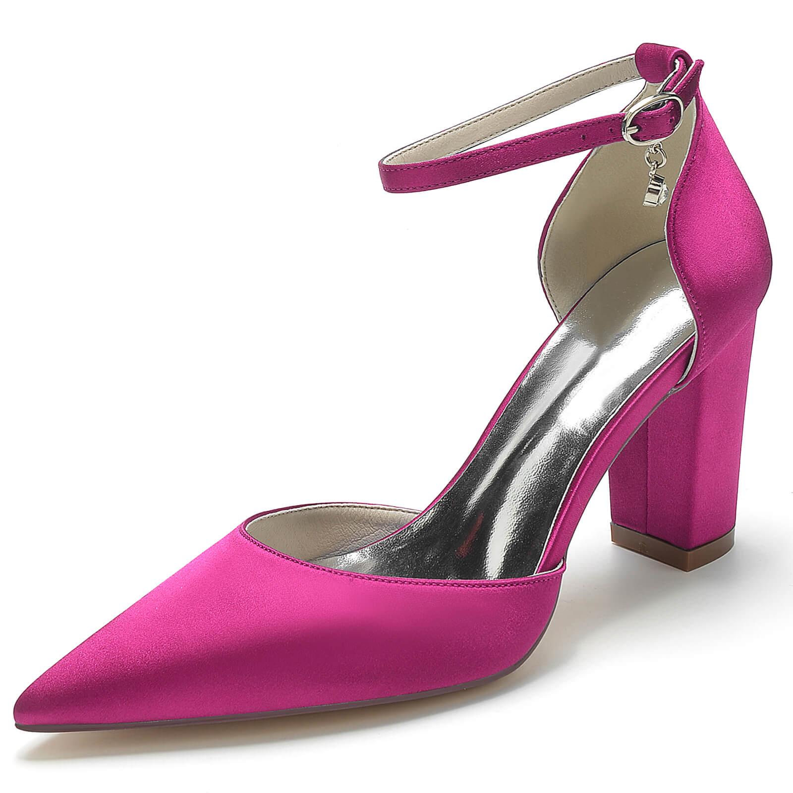 Chunky Heel 8.5cm Silk-Like Shoes CK0401 - COCOMELODY