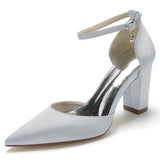 Chunky Heel 8.5cm Silk-Like Shoes CK0401 - COCOMELODY