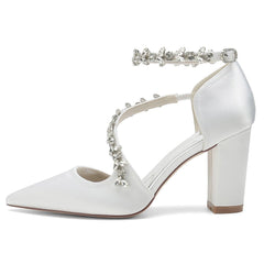 Chunky Heel 8.5cm Silk-Like Shoes CK0402 - COCOMELODY