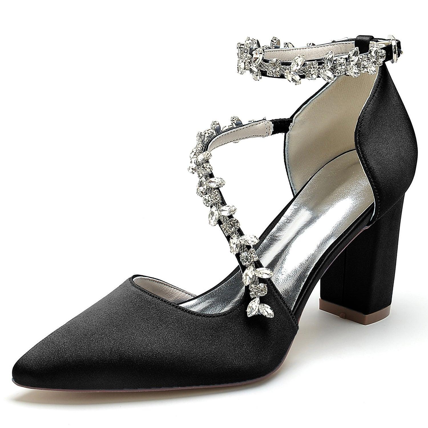 Chunky Heel 8.5cm Silk-Like Shoes CK0402 - COCOMELODY
