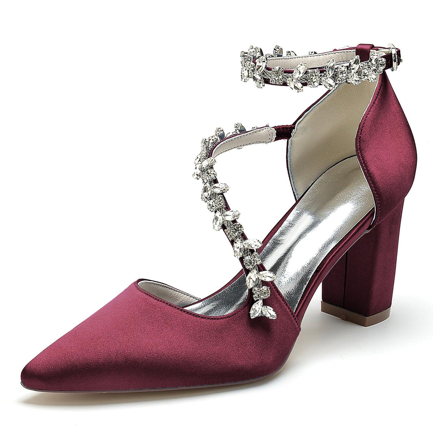 Chunky Heel 8.5cm Silk-Like Shoes CK0402 - COCOMELODY
