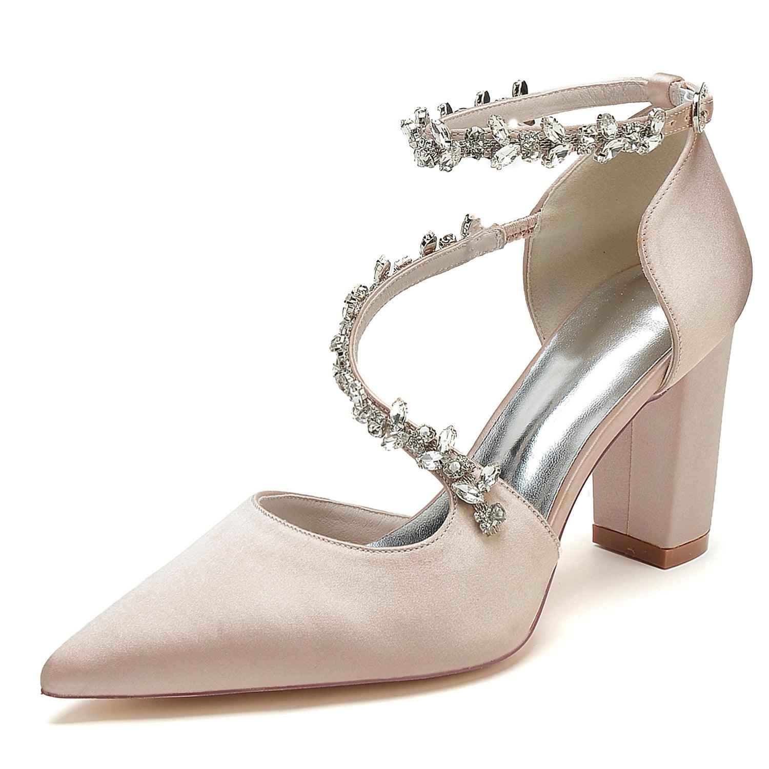 Chunky Heel 8.5cm Silk-Like Shoes CK0402 - COCOMELODY