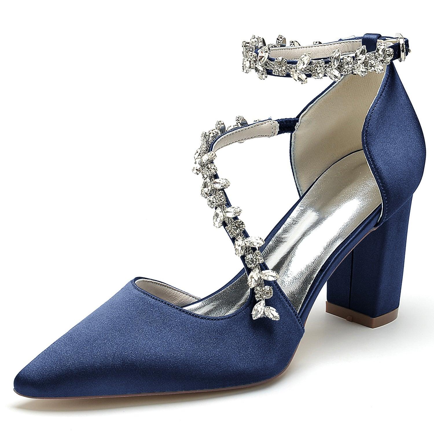 Chunky Heel 8.5cm Silk-Like Shoes CK0402 - COCOMELODY