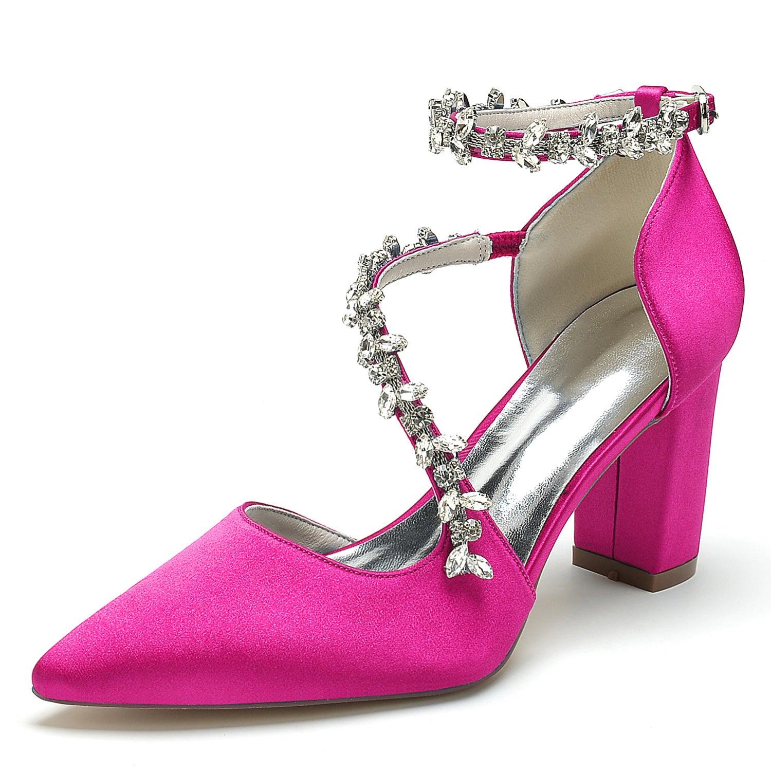 Chunky Heel 8.5cm Silk-Like Shoes CK0402 - COCOMELODY