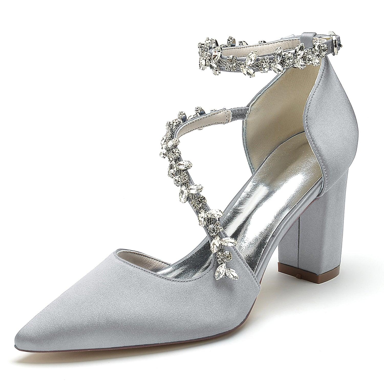 Chunky Heel 8.5cm Silk-Like Shoes CK0402 - COCOMELODY