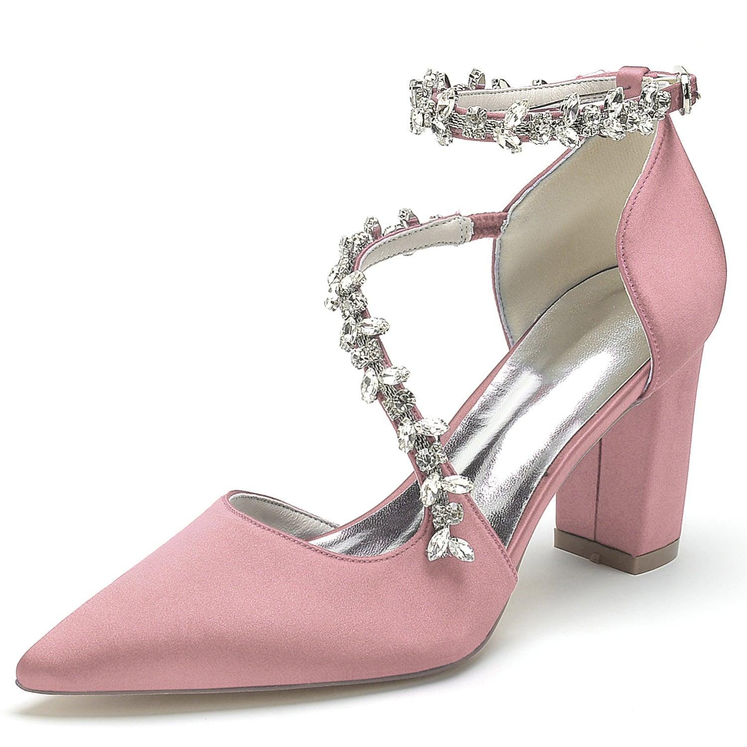 Chunky Heel 8.5cm Silk-Like Shoes CK0402 - COCOMELODY