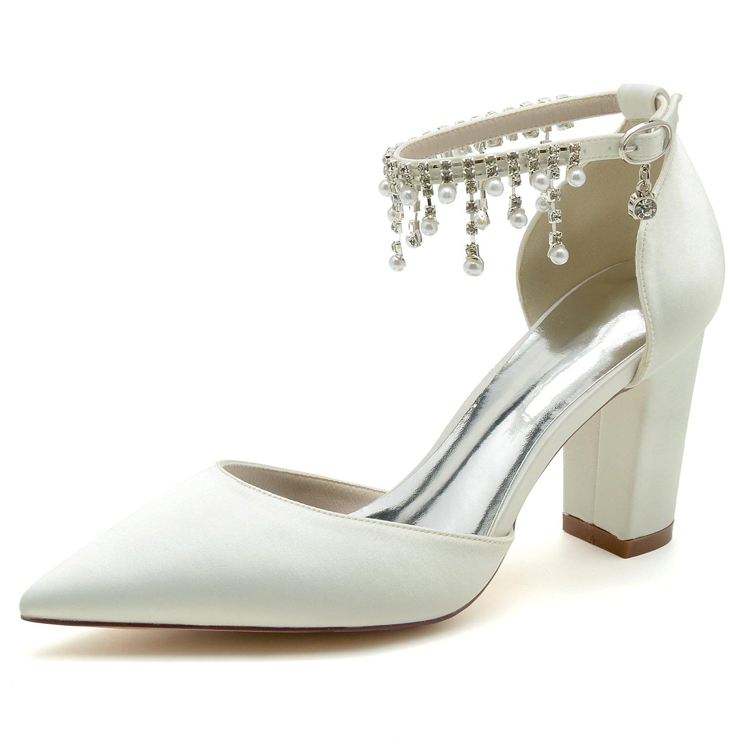 Chunky Heel 8.5cm Silk-Like Shoes CK0403 - COCOMELODY