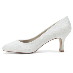 Chunky Heel 6cm Silk-Like Lace Shoes CK0414 - COCOMELODY
