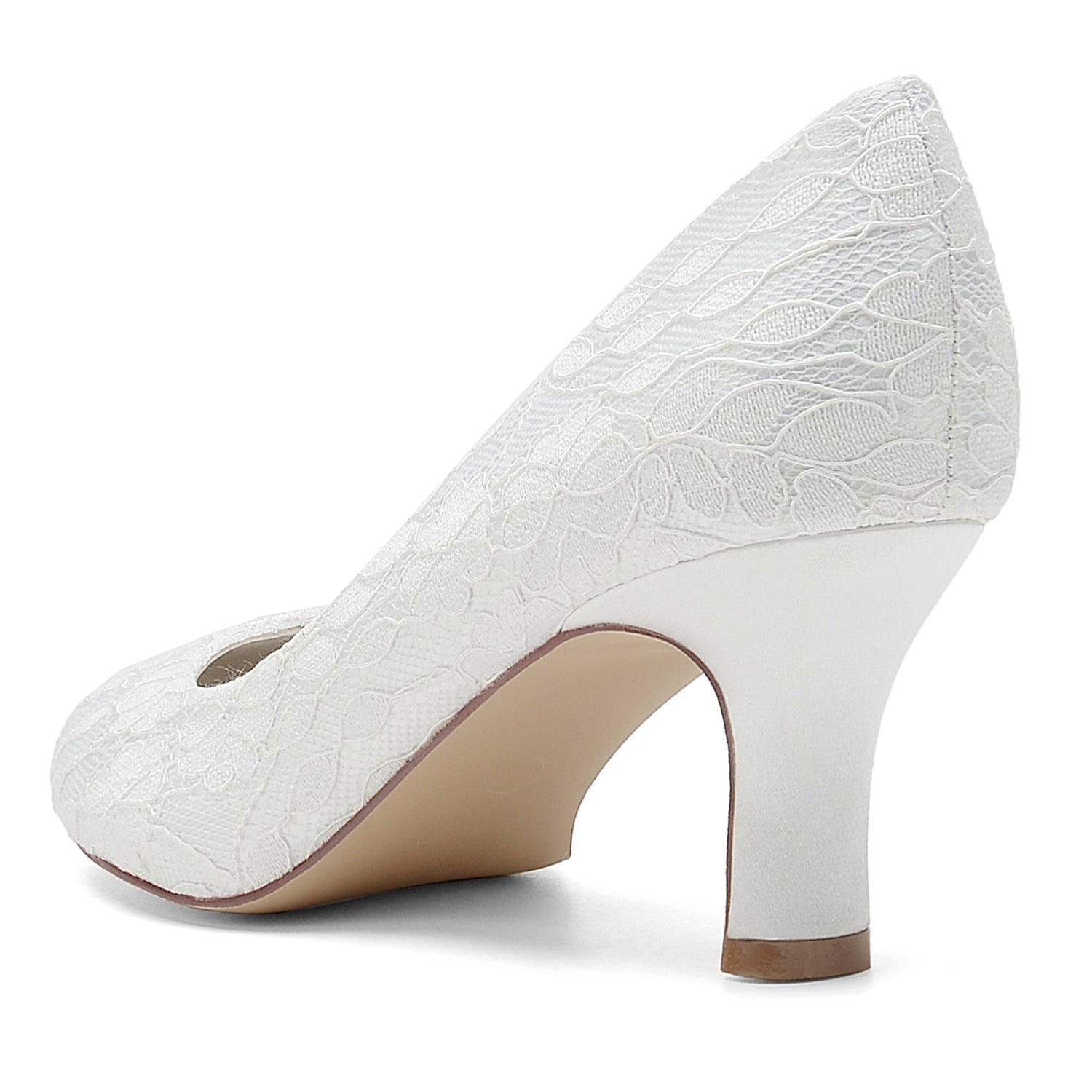 Chunky Heel 6cm Silk-Like Lace Shoes CK0414 - COCOMELODY