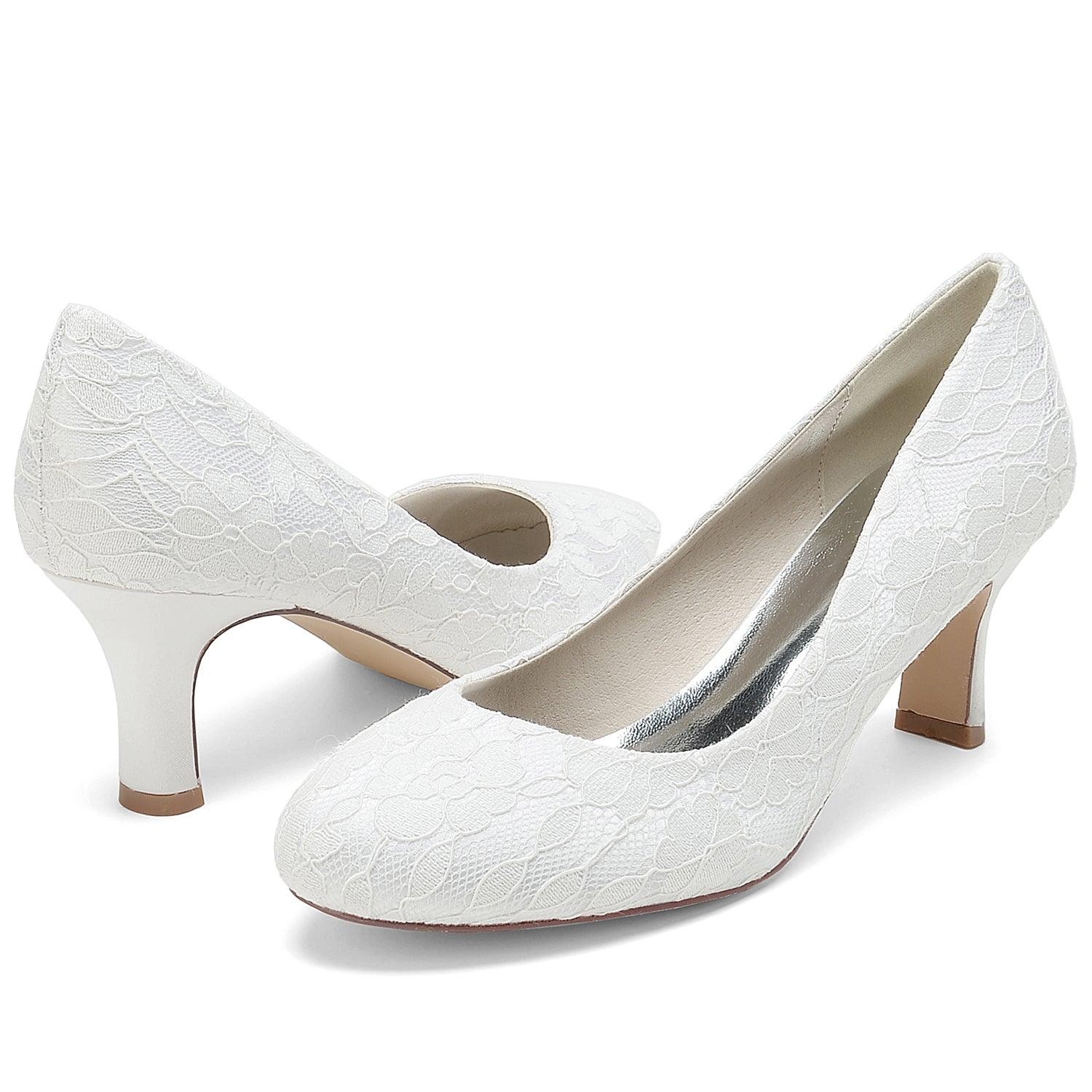 Chunky Heel 6cm Silk-Like Lace Shoes CK0414 - COCOMELODY