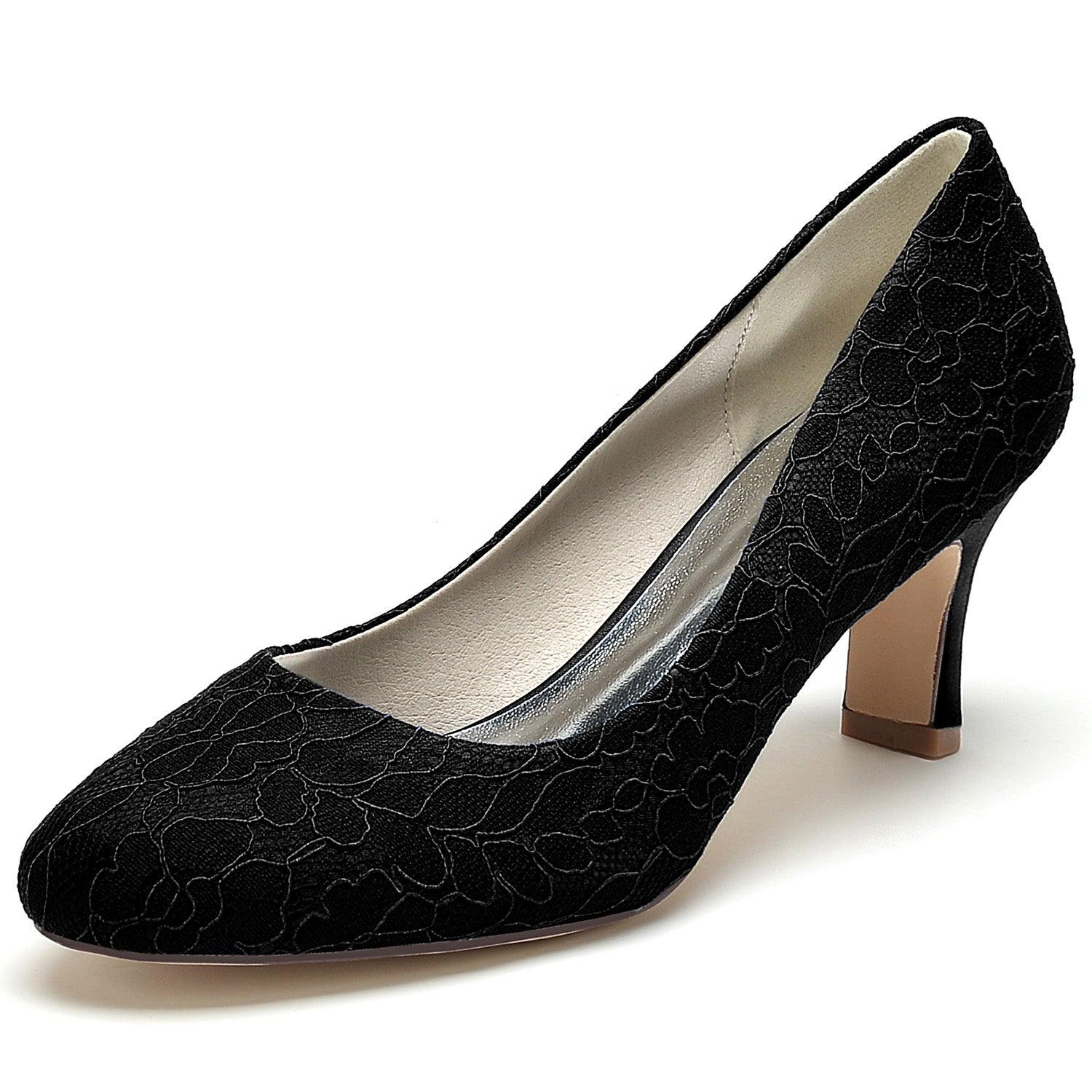 Chunky Heel 6cm Silk-Like Lace Shoes CK0414 - COCOMELODY