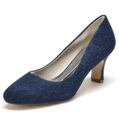 Chunky Heel 6cm Silk-Like Lace Shoes CK0414 - COCOMELODY
