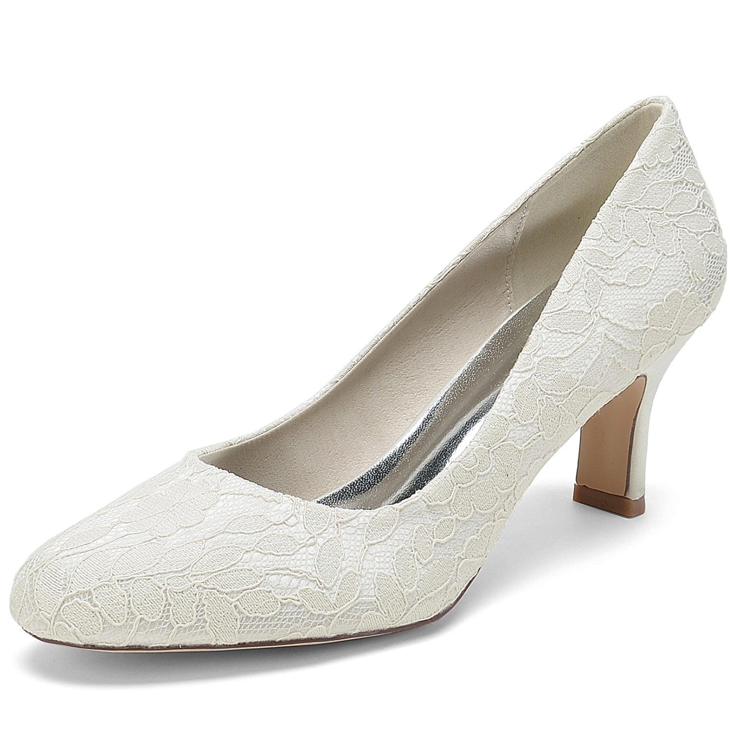 Chunky Heel 6cm Silk-Like Lace Shoes CK0414 - COCOMELODY