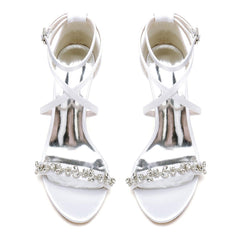 Chunky Heel 8.5cm Silk-Like Shoes CK0428 - COCOMELODY