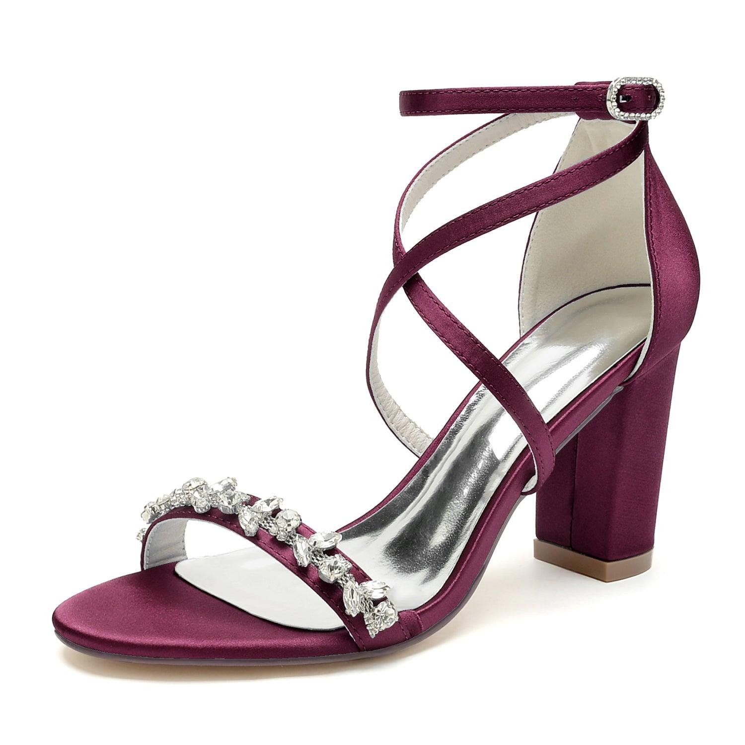 Chunky Heel 8.5cm Silk-Like Shoes CK0428 - COCOMELODY