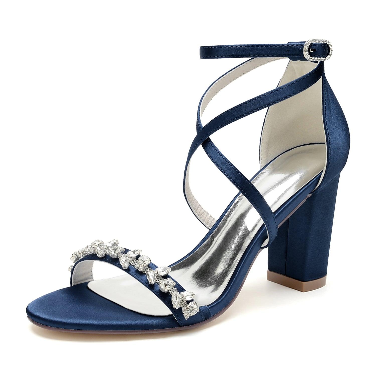 Chunky Heel 8.5cm Silk-Like Shoes CK0428 - COCOMELODY