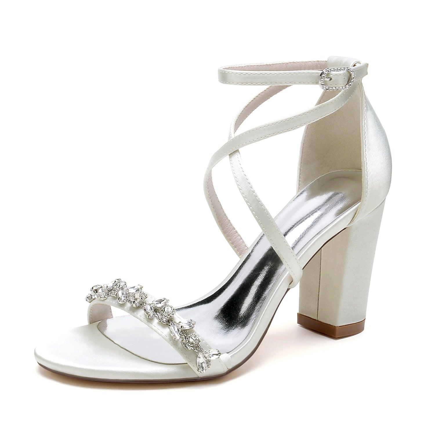 Chunky Heel 8.5cm Silk-Like Shoes CK0428 - COCOMELODY