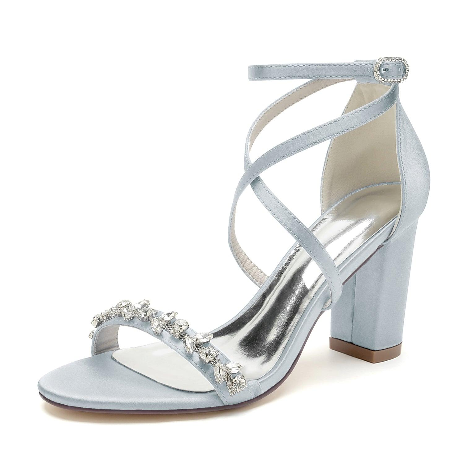 Chunky Heel 8.5cm Silk-Like Shoes CK0428 - COCOMELODY