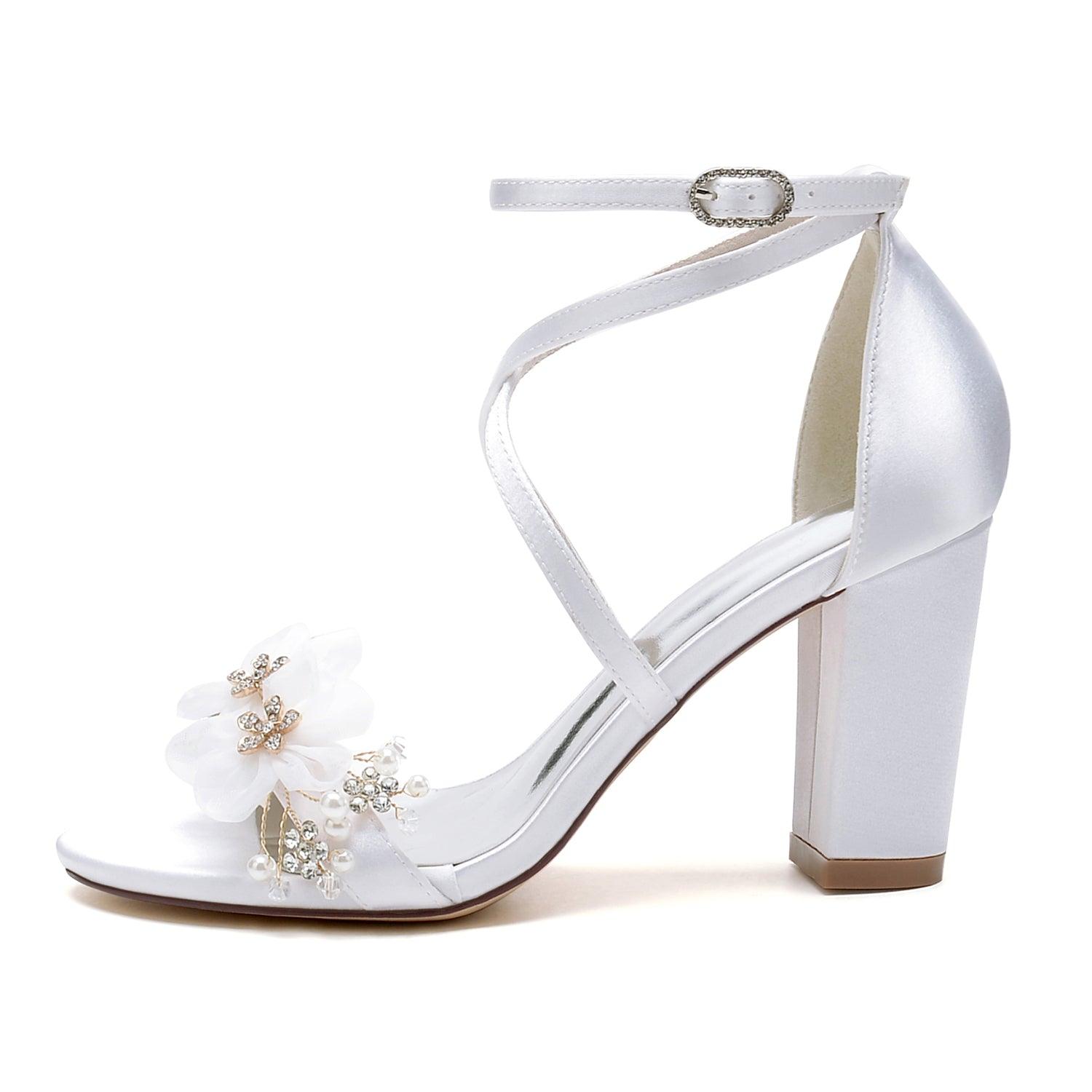 Chunky Heel 8.5cm Silk-Like Shoes CK0429 - COCOMELODY