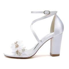 Chunky Heel 8.5cm Silk-Like Shoes CK0429 - COCOMELODY