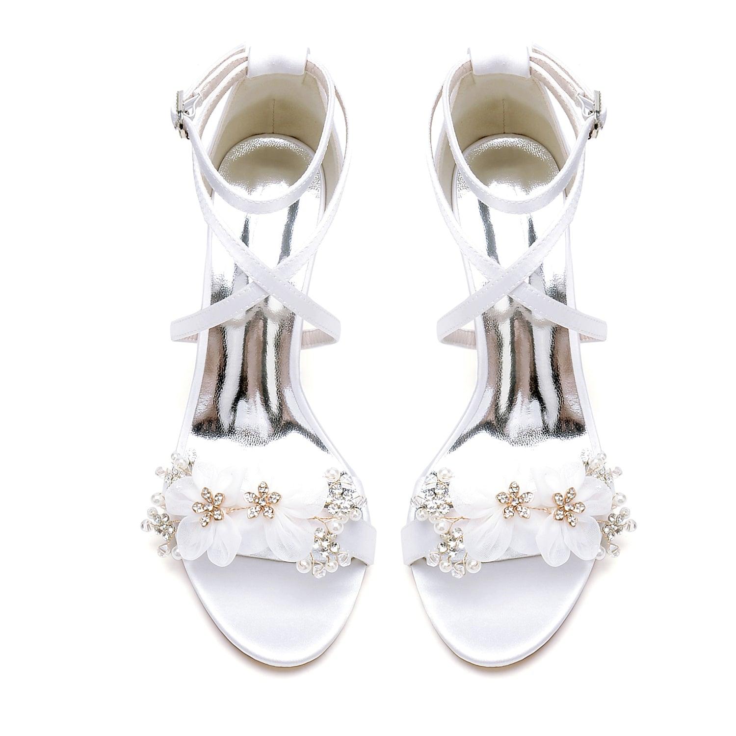 Chunky Heel 8.5cm Silk-Like Shoes CK0429 - COCOMELODY