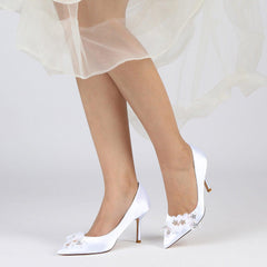 Stiletto Heel 8.5cm Silk-Like Shoes CK0433 - COCOMELODY