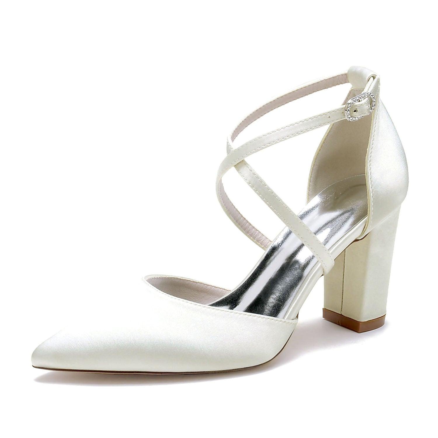 Chunky Heel 8.5cm Silk-Like Shoes CK0434 - COCOMELODY