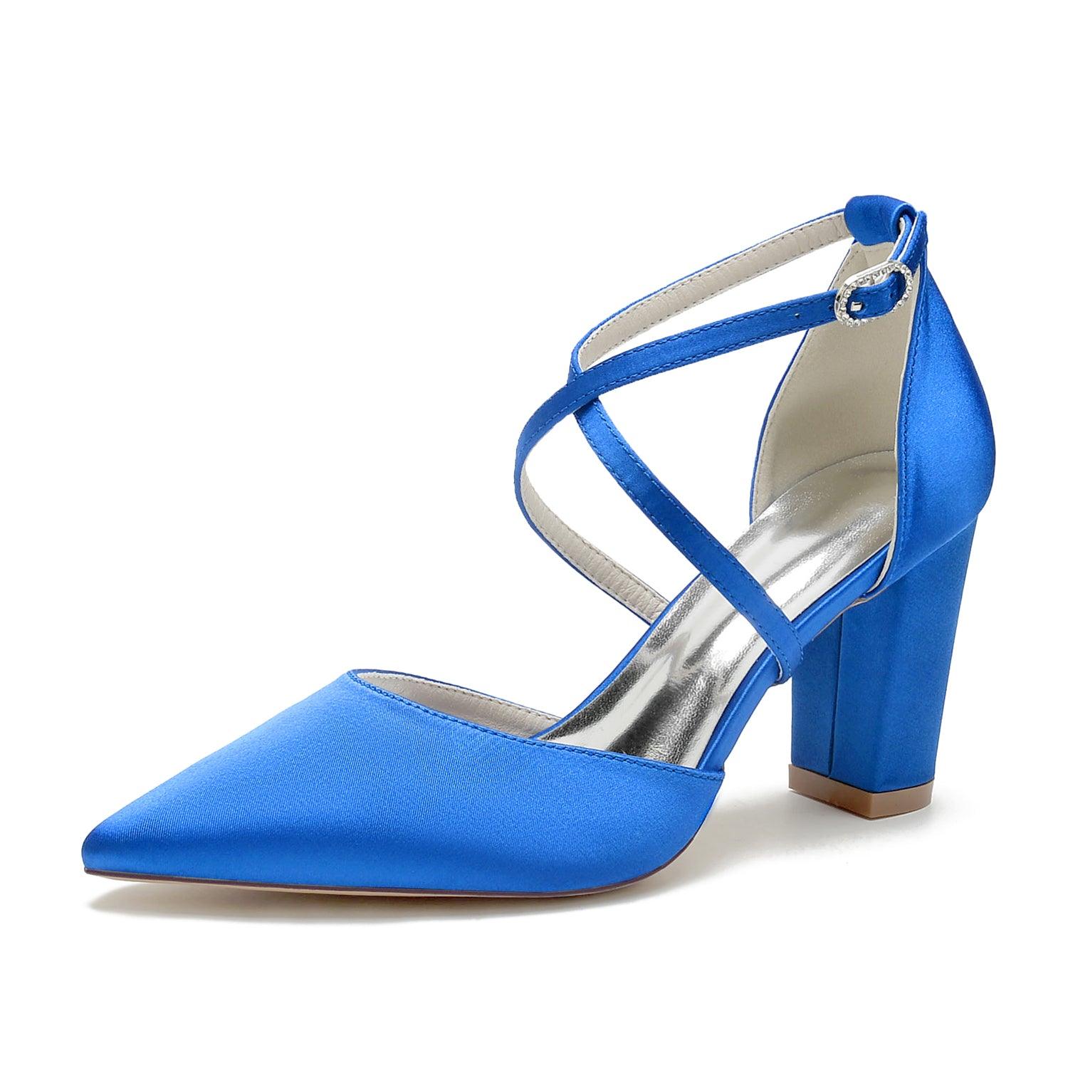 Chunky Heel 8.5cm Silk-Like Shoes CK0434 - COCOMELODY