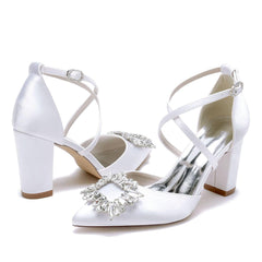 Chunky Heel 8.5cm Silk-Like Shoes CK0435 - COCOMELODY