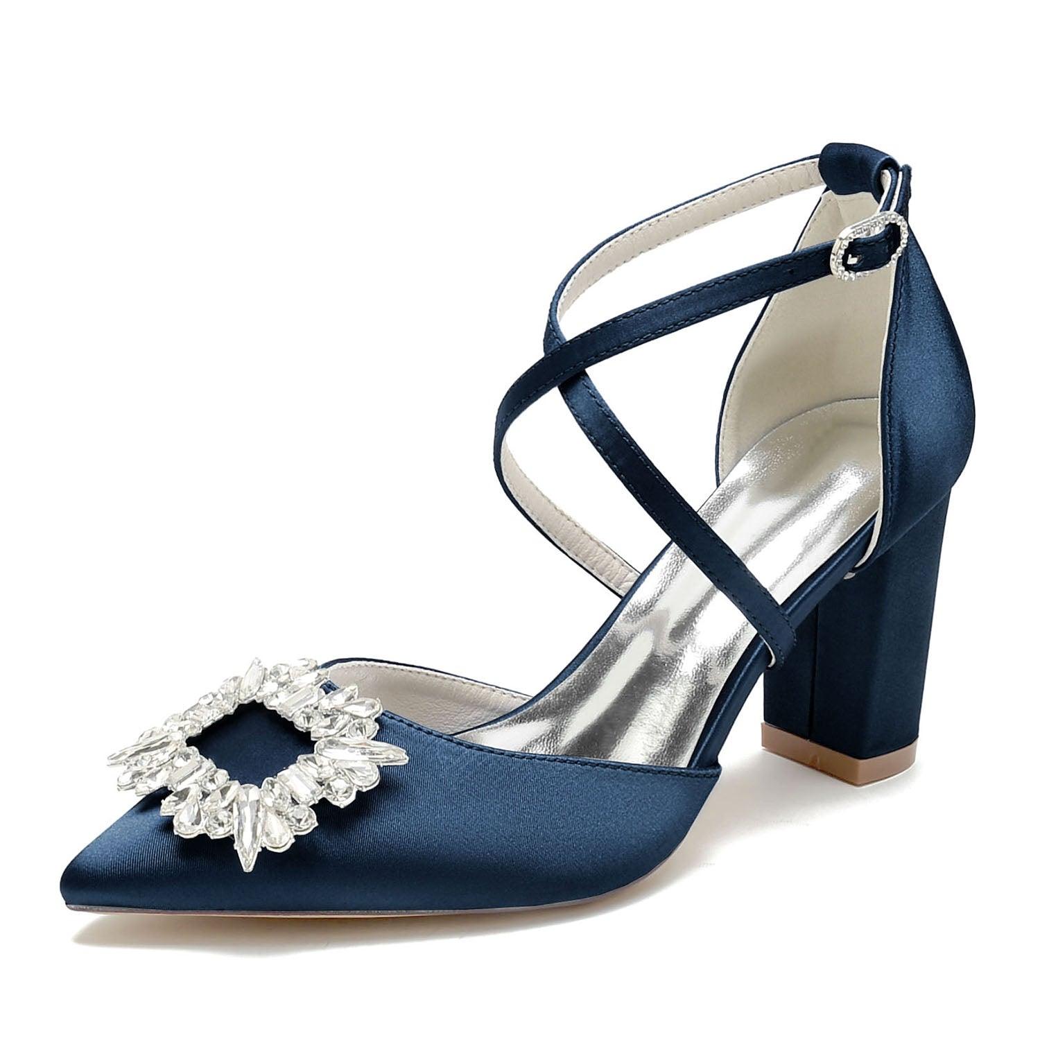 Chunky Heel 8.5cm Silk-Like Shoes CK0435 - COCOMELODY