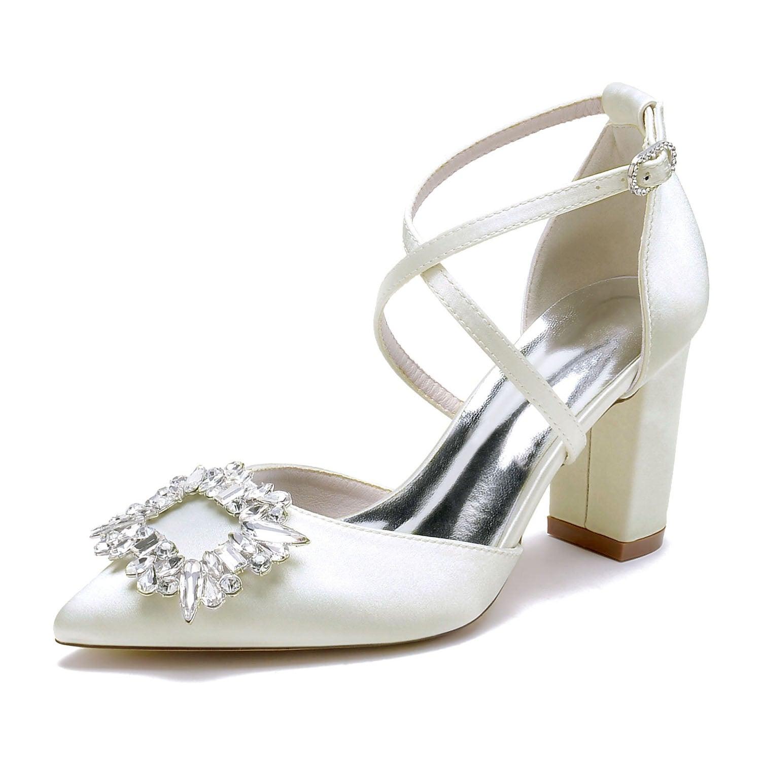 Chunky Heel 8.5cm Silk-Like Shoes CK0435 - COCOMELODY