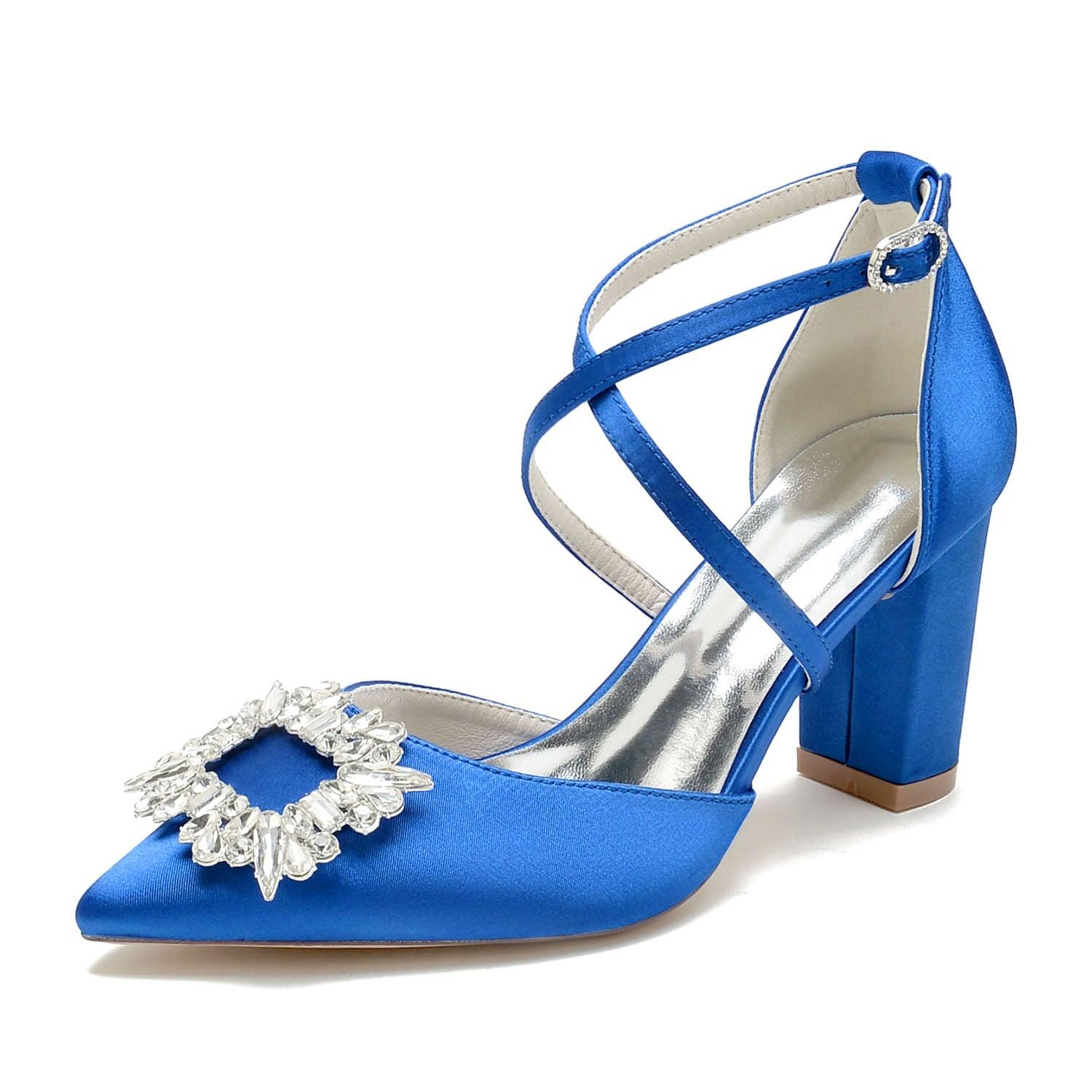 Chunky Heel 8.5cm Silk-Like Shoes CK0435 - COCOMELODY