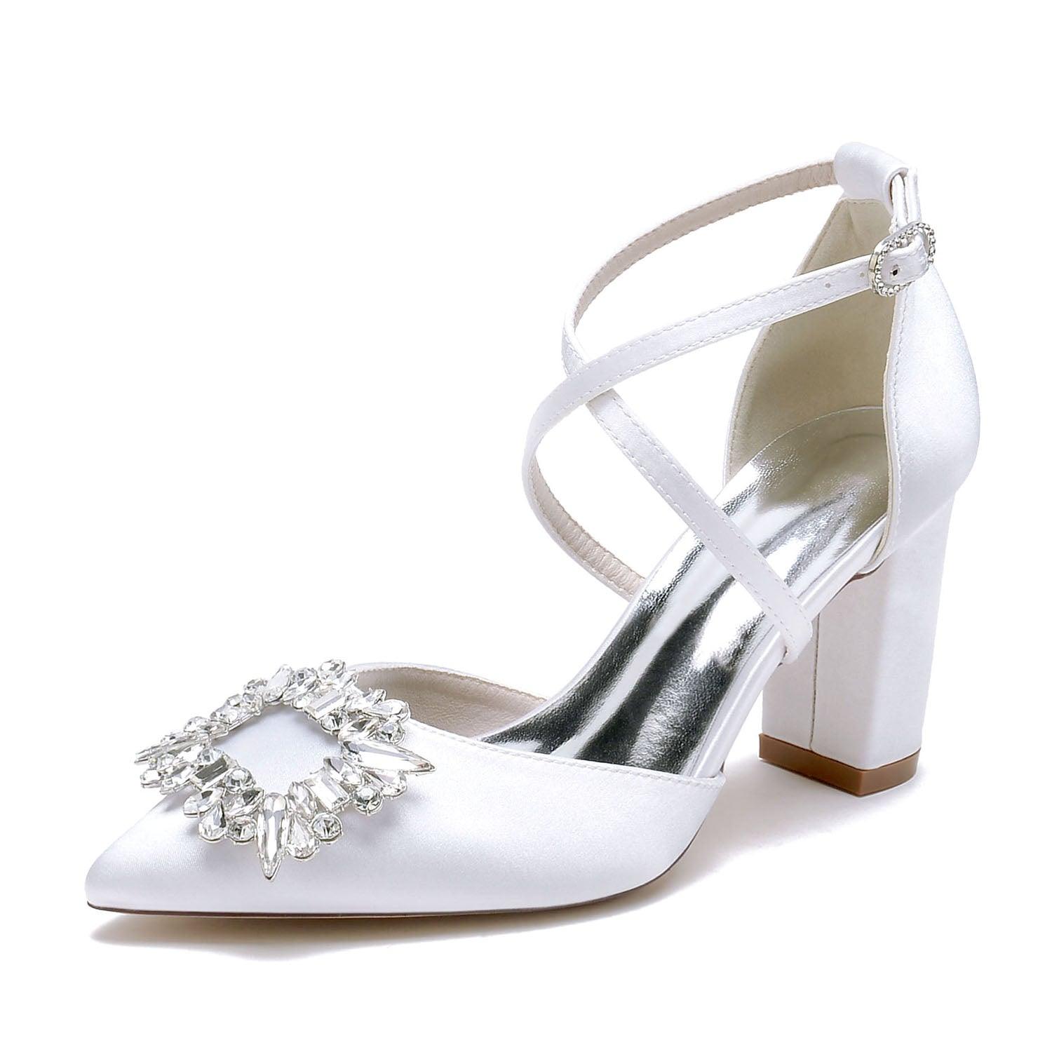 Chunky Heel 8.5cm Silk-Like Shoes CK0435 - COCOMELODY