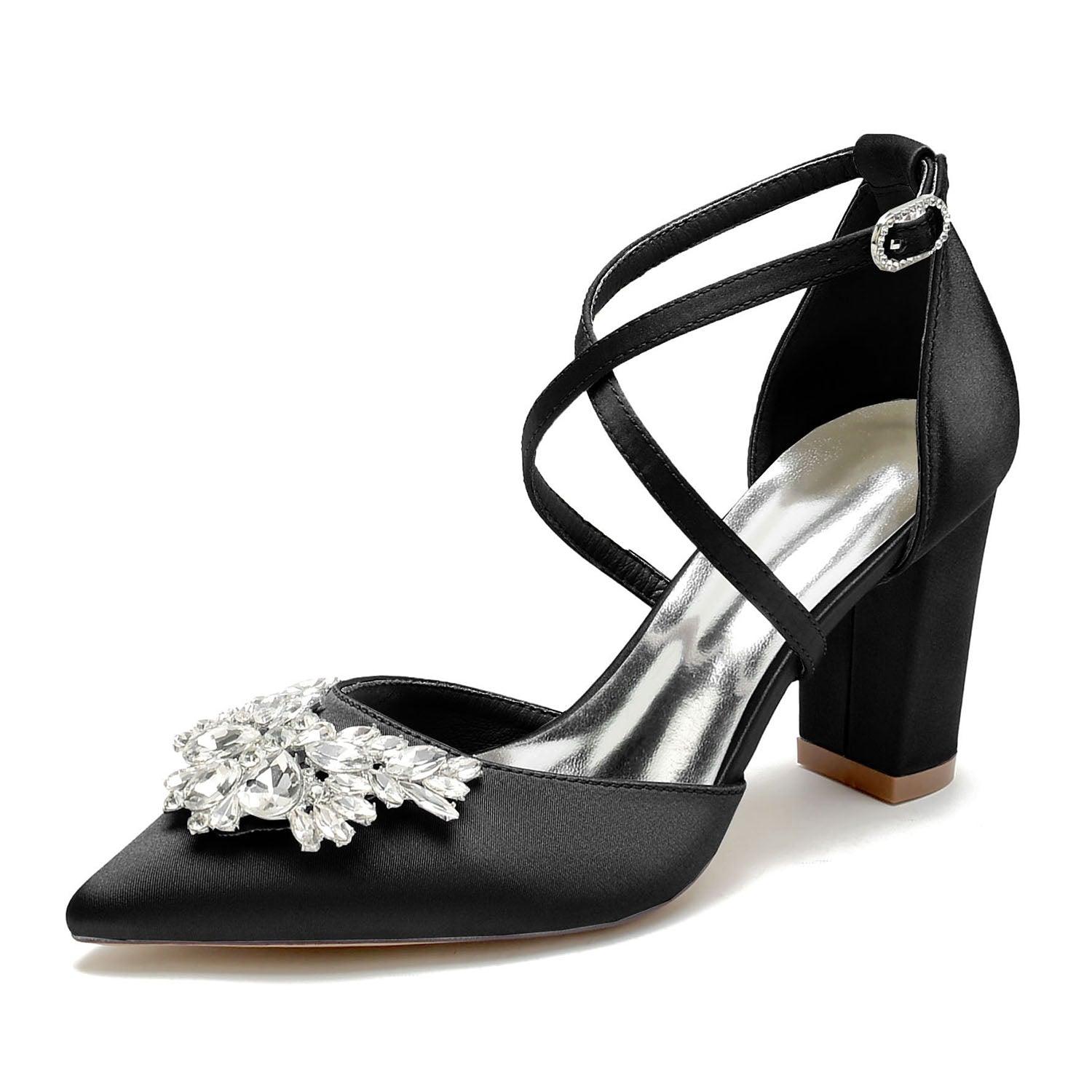 Chunky Heel 8.5cm Silk-Like Shoes CK0436 - COCOMELODY