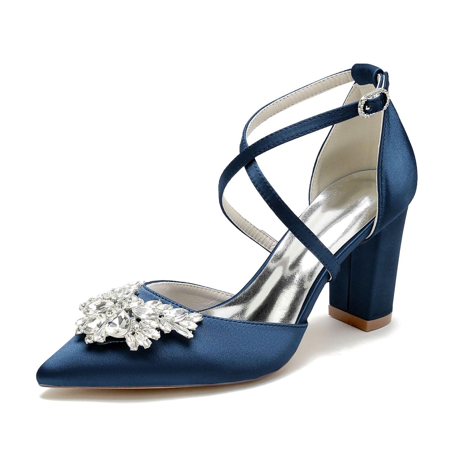 Chunky Heel 8.5cm Silk-Like Shoes CK0436 - COCOMELODY
