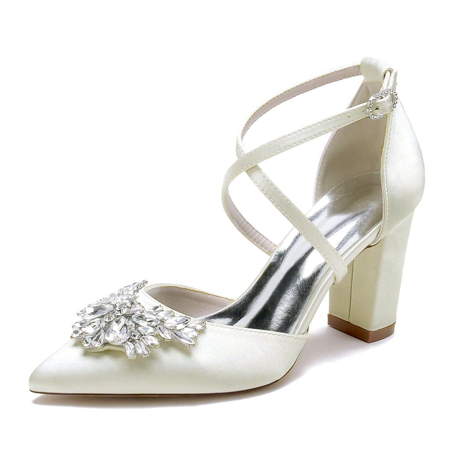 Chunky Heel 8.5cm Silk-Like Shoes CK0436 - COCOMELODY