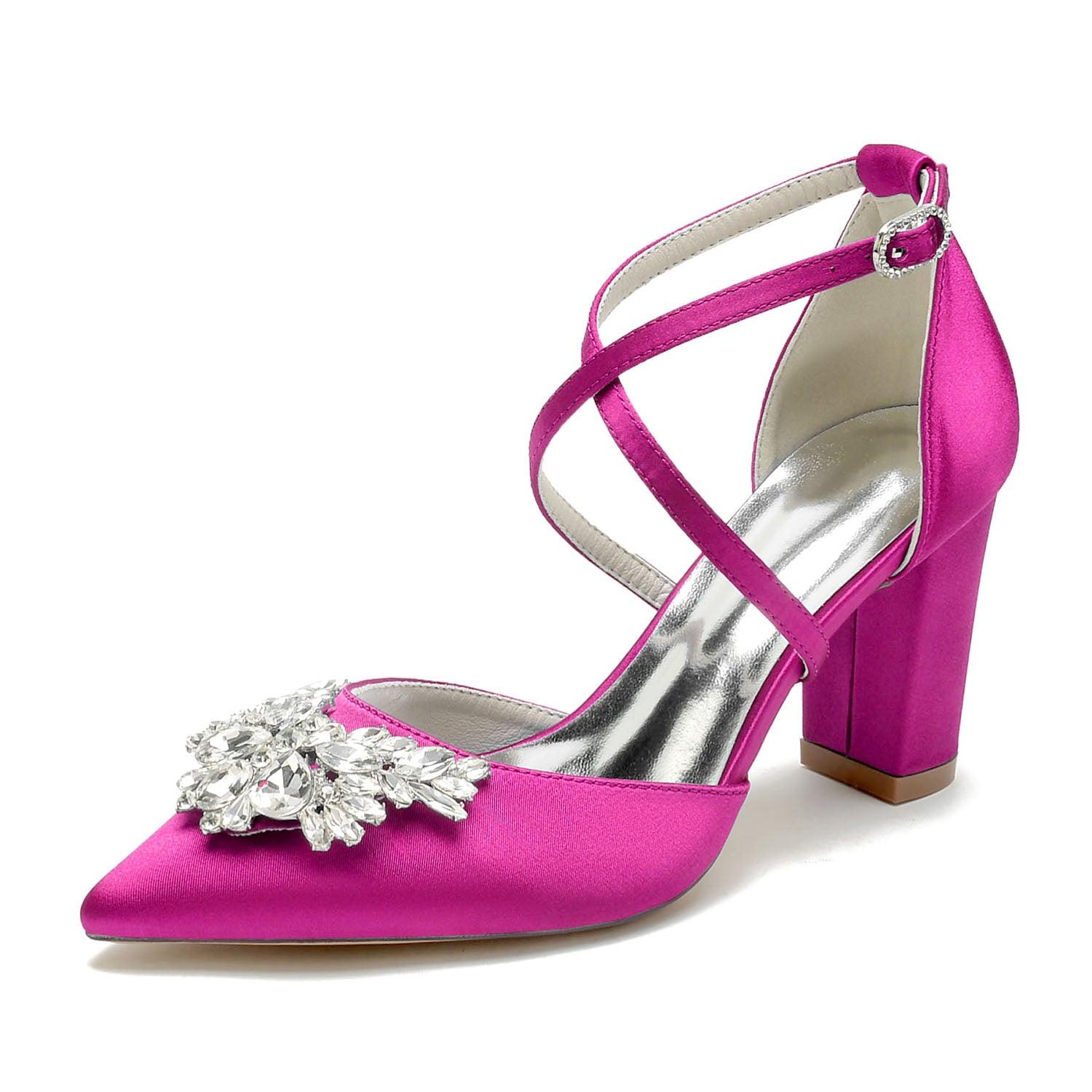 Chunky Heel 8.5cm Silk-Like Shoes CK0436 - COCOMELODY