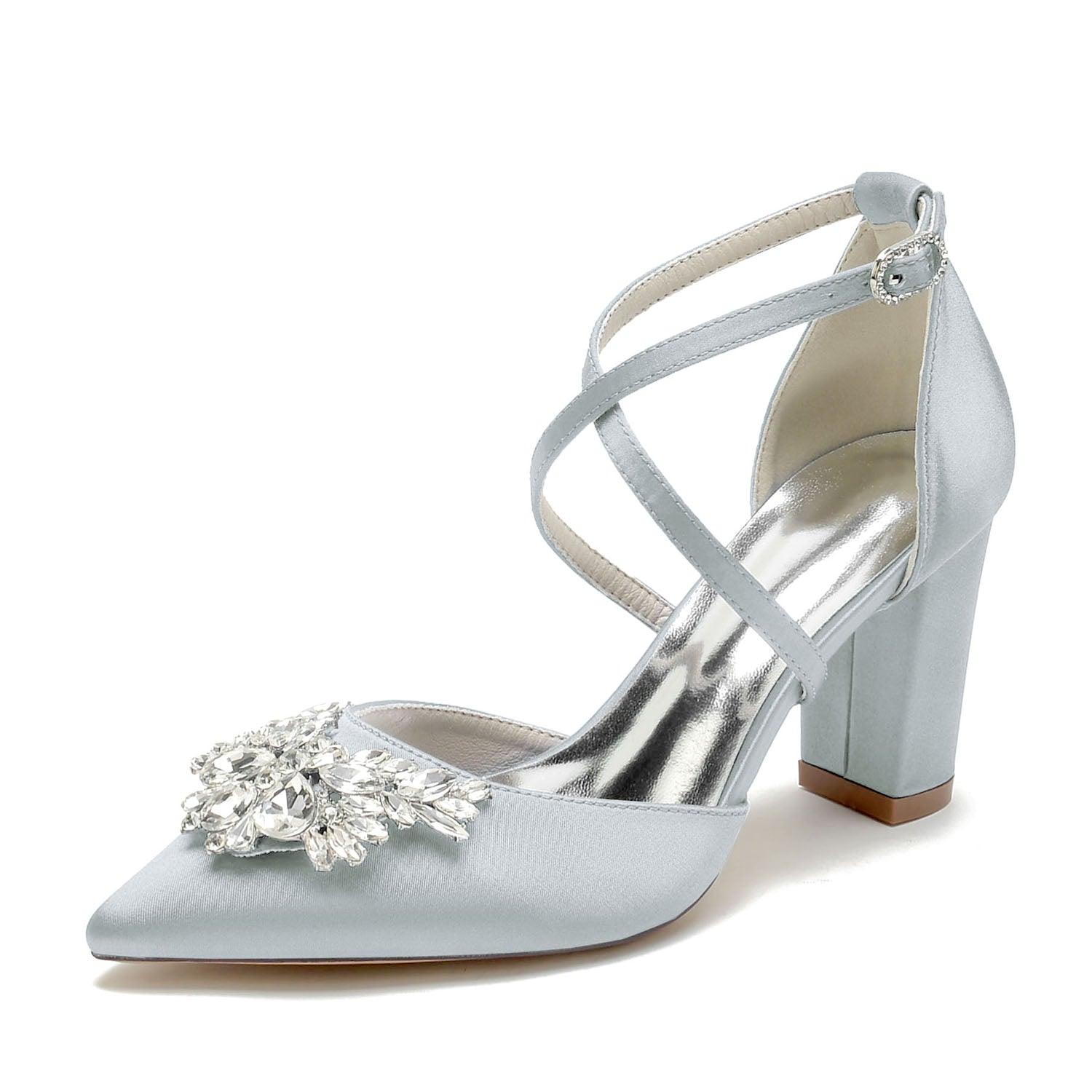 Chunky Heel 8.5cm Silk-Like Shoes CK0436 - COCOMELODY