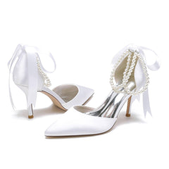 Stiletto Heel 8.5cm Silk-Like Shoes CK0444 - COCOMELODY