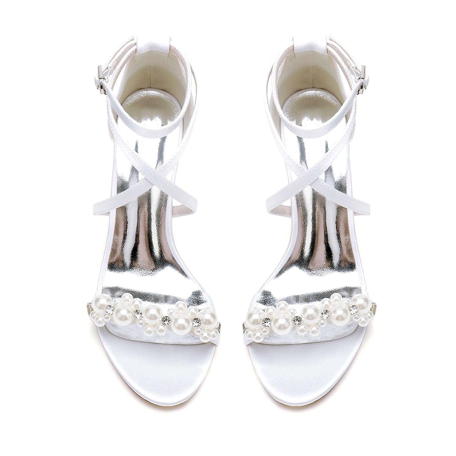 Chunky Heel 8.5cm Silk-Like Shoes CK0447 - COCOMELODY