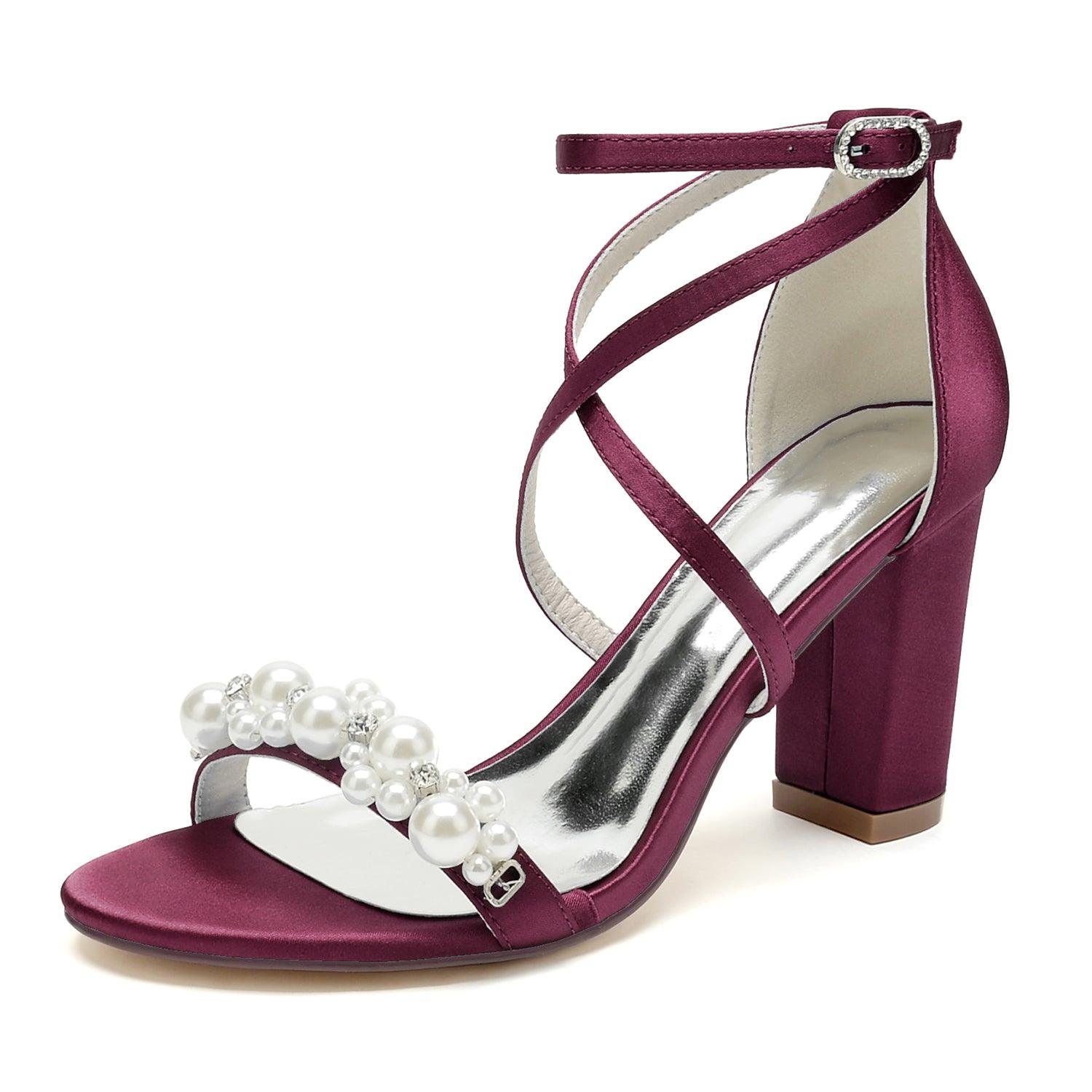 Chunky Heel 8.5cm Silk-Like Shoes CK0447 - COCOMELODY