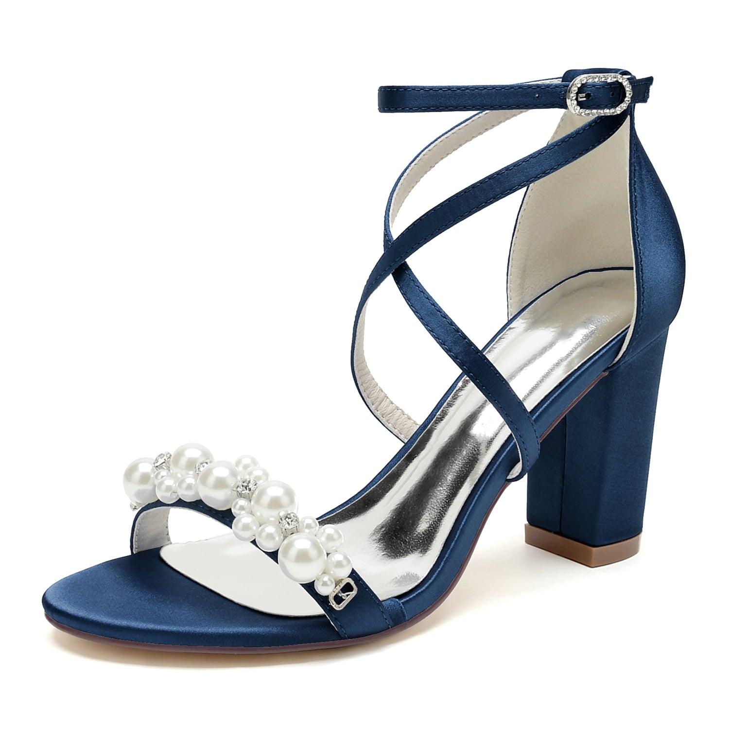 Chunky Heel 8.5cm Silk-Like Shoes CK0447 - COCOMELODY