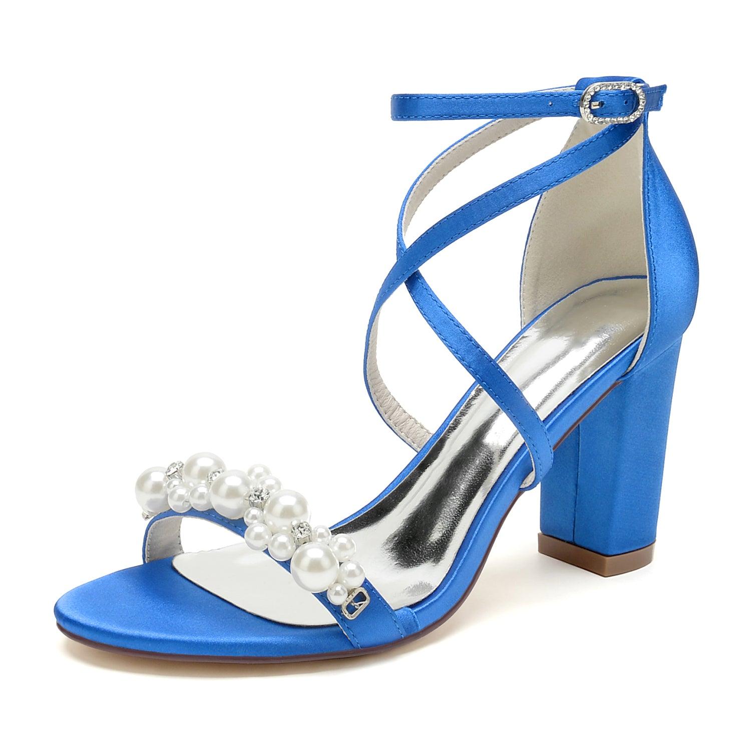 Chunky Heel 8.5cm Silk-Like Shoes CK0447 - COCOMELODY