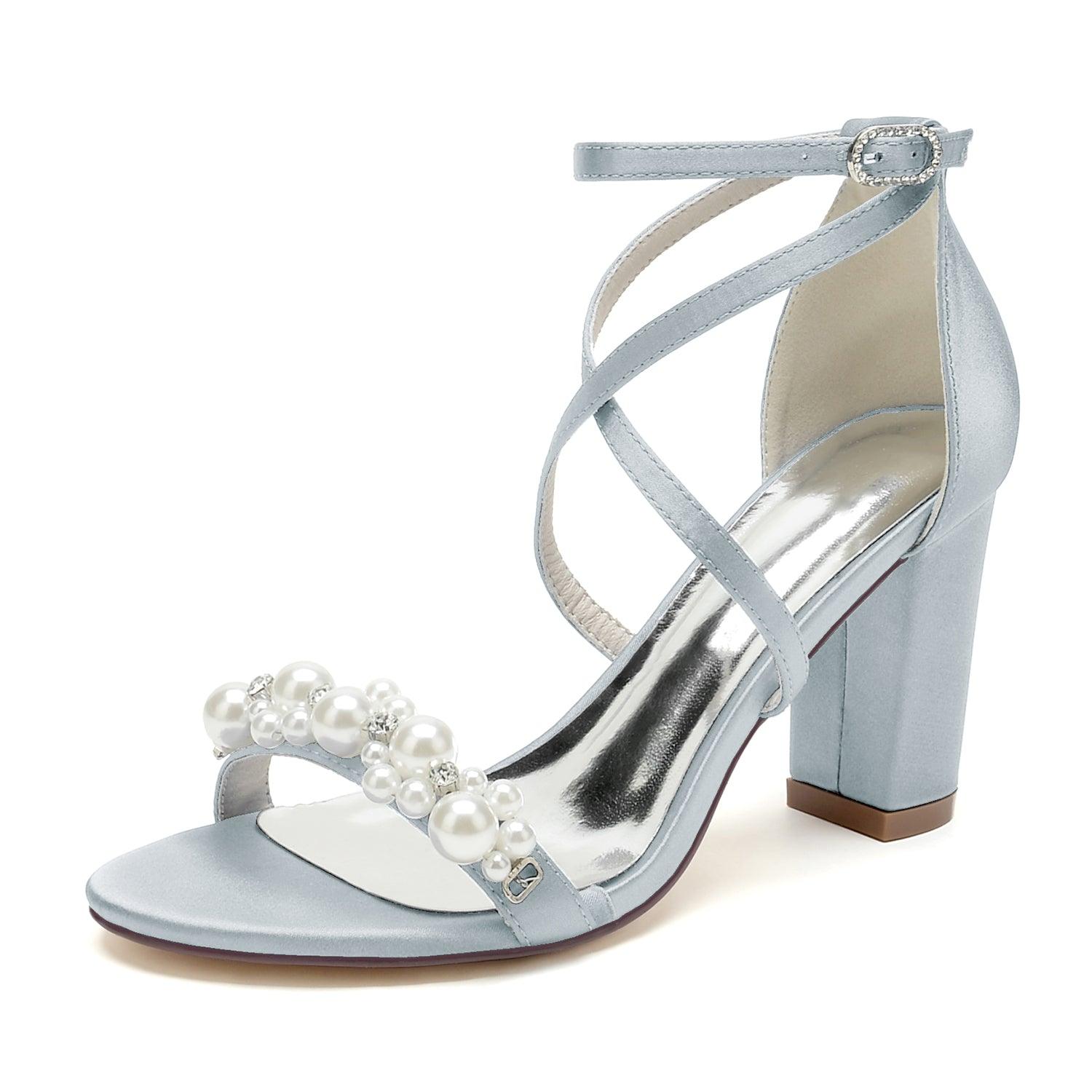 Chunky Heel 8.5cm Silk-Like Shoes CK0447 - COCOMELODY